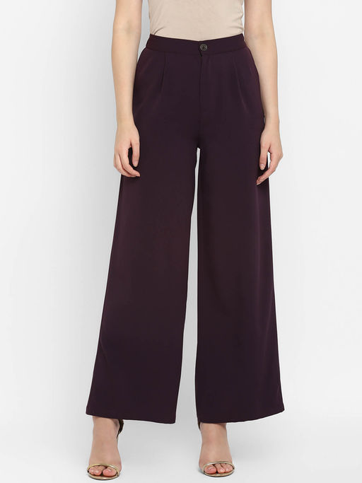 Taurus Wine Solid Crepe Pants