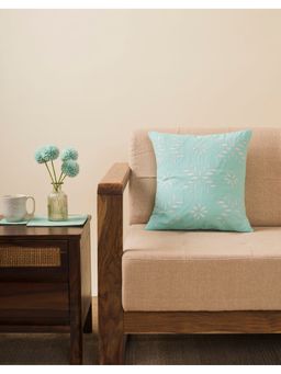 Fabindia - Blue Adhya Cotton Self Design Cushion Cover (16x16 Inches)