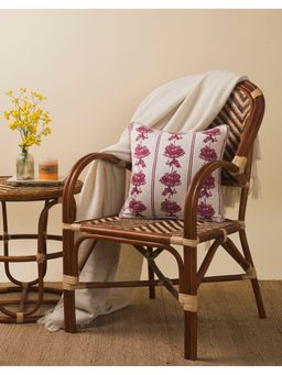 Fabindia - Wine Ameera Cotton Printed Cushion Cover (16x16 Inches)