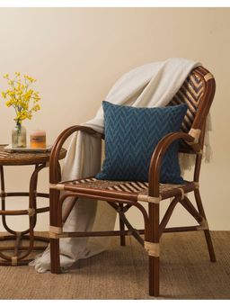 Fabindia - Blue Inaya Cotton Woven Cushion Cover (16x16 Inches)