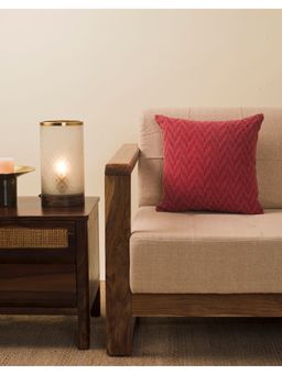 Fabindia - Red Inaya Cotton Woven Cushion Cover (16x16 Inches)