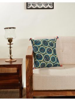 Fabindia - Green Nazrana Cotton Cushion Cover (16x16 Inches)