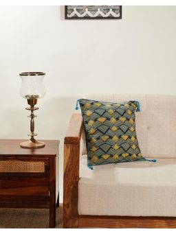 Fabindia - Green Nazrana Cotton Cushion Cover Triangle (16x16 Inches)
