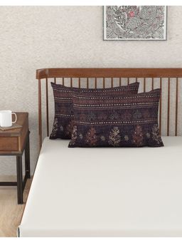 Fabindia - Brown Sarina Cotton Printed Pillow Cover (17 x 27 inch)
