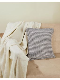 Fabindia - White Blue Coramandel Cotton Woven Cushion Cover (16x16 Inches)