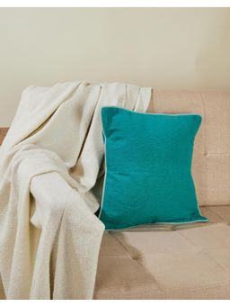 Fabindia - Aqua Magnolia Cotton Woven Cushion Cover (16x16 Inches)