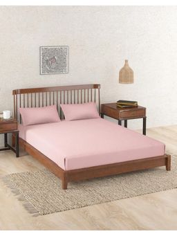 Fabindia - Pink Vrinda Linen Solid Bedsheet with Pillow Covers (King)