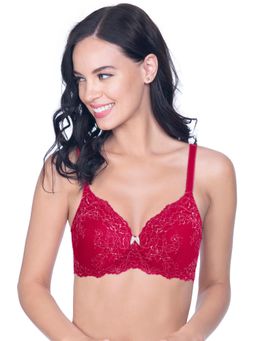 Amante - Lace Delight Padded Non-Wired Lace Bra - Red