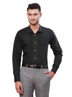 Park Avenue - Mens Slim Fit Solid Black Full Sleeves Shirt