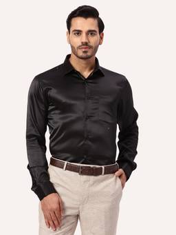 Park Avenue - Mens Slim Fit Solid Black Shirt