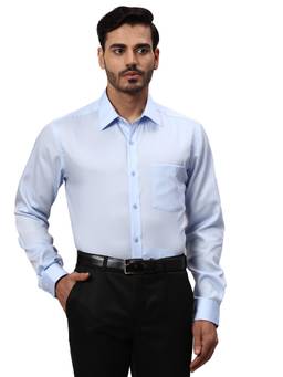 Park Avenue - Mens Regular Fit Solid Light Blue Shirt