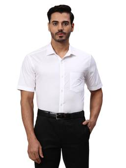 Park Avenue - Mens Regular Fit Solid White Half Sleeves Shirt
