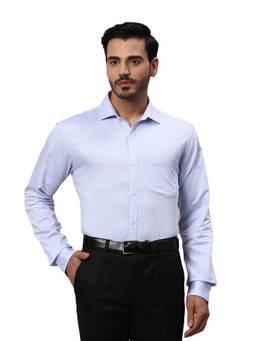 Park Avenue - Mens Slim Fit Textured Blue Shirt