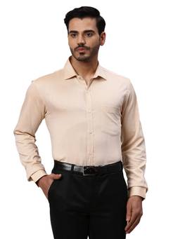 Park Avenue - Mens Slim Fit Textured Beige Shirt