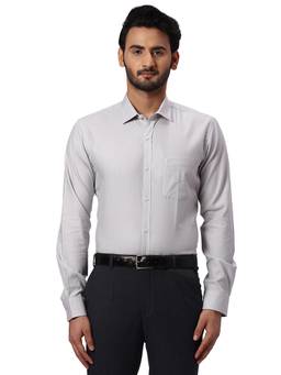 Park Avenue - Mens Slim Fit Self Design Light Grey Shirt