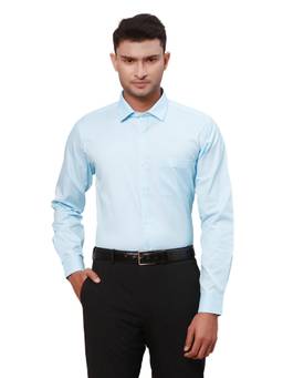Park Avenue - Mens Slim Fit Self Design Sky Blue Shirt