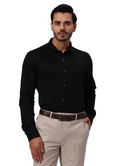 Park Avenue - Mens Slim Fit Solid Black Shirt
