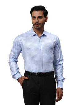 Park Avenue - Mens Slim Fit Checkered Blue Shirt