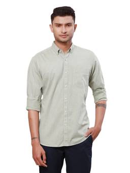 Raymond - Mens Regular Fit Solid Green Shirt