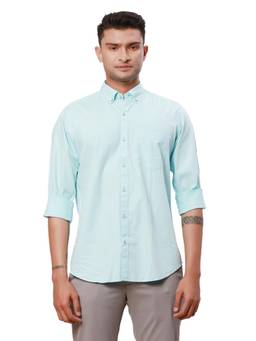 Raymond - Mens Regular Fit Solid Blue Shirt