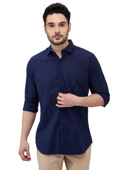 Raymond - Mens Regular Fit Solid Navy Blue Shirt