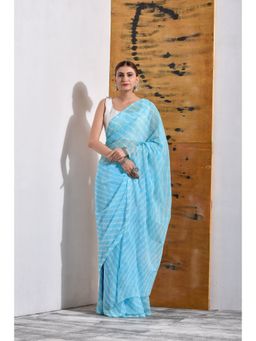 Sutra Attire - Sky Blue Chiffon Leheriya Saree with Unstitched Blouse