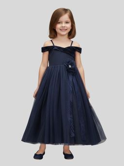 Pink Cow - Navy Blue Layered Party Wear Gown