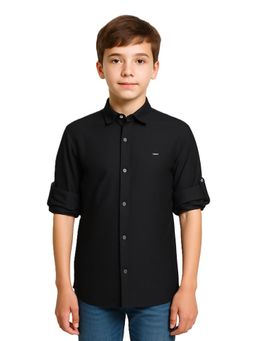 CHARCHIT - Boys Black Full Sleeves Solid Shirt