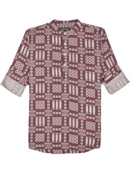 CHARCHIT - Boys Maroon Full Sleeves Printed Shirt