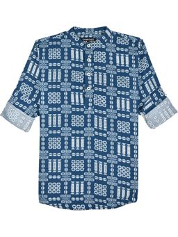 CHARCHIT - Boys Navy Blue Full Sleeves Printed Shirt