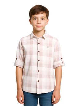 CHARCHIT - Boys Pink Full Sleeves Check Shirt