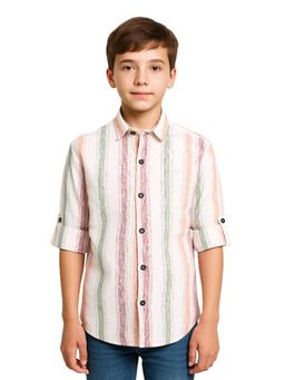 CHARCHIT - Boys Multi-Color Full Sleeves Striped Shirt