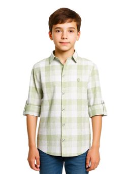 CHARCHIT - Boys Green Full Sleeves Check Shirt