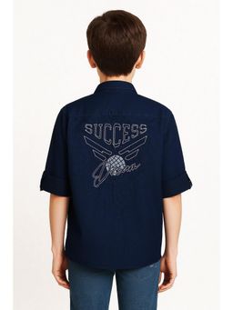 CAVIO - Boys Full Sleeves Embroidered Denim Shirt