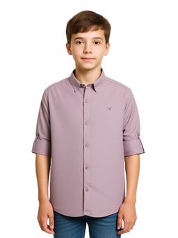 CAVIO - Boys Mauve Full Sleeves Solid Shirt