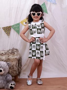 KID1 - Green Shell Block Print Top and Skirt
