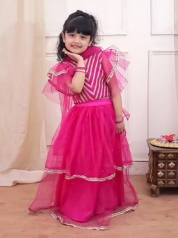 KID1 - Liza Net Frill Lehenga Choli with Dupatta