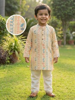 Desi Soota - Boys Cotton Floral Kurta with Pyjama