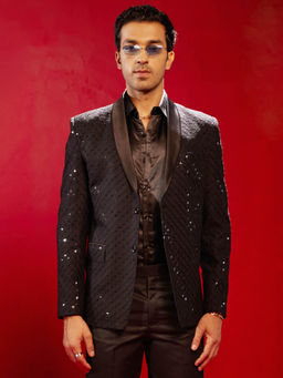 Vastramay - Mens Black Schiffli Blazer