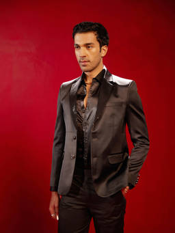Vastramay - Mens Black Sequence Collar Blazer