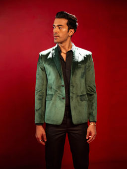 Vastramay - Mens Green Velvet Blazer