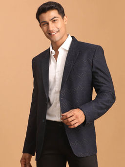 Vastramay - Mens Navy Blue Silk Blend Blazer