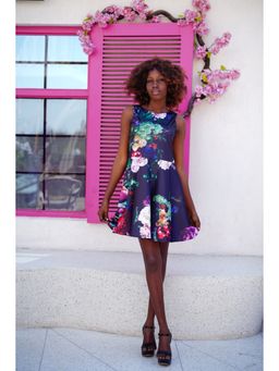 Ravi Rajoria - Womens Multicolor Digital Printed Dress