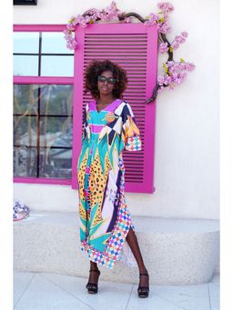 Ravi Rajoria - Womens Multicolor Digital Printed Kaftan