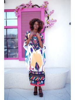 Ravi Rajoria - Womens Multicolor Digital Printed Kaftan