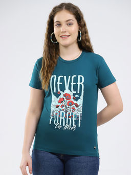 Monte Carlo - Women Round Neck Half Sleeve T-Shirt Teal