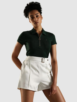 Tommy Hilfiger - Solid Slim Fit Cotton Polo T-Shirt Green