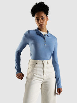 Tommy Hilfiger - Solid Slim Fit Cotton Polo T-Shirt Blue