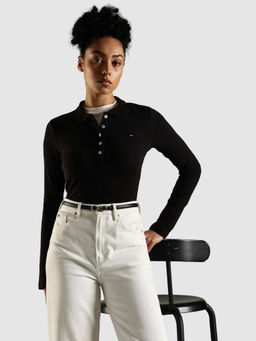 Tommy Hilfiger - Solid Slim Fit Cotton Polo T-Shirt Black