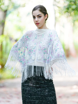 Odette - Women The Glamorous Grey Embroidered Cape